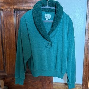 American Eagle Outfitters Teal Shawl Collar Sweater